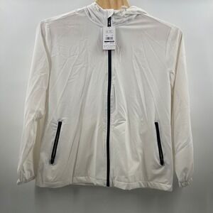 Spyder White Lightweight Hooded Water Resistant Wind Resistant Jacket XL